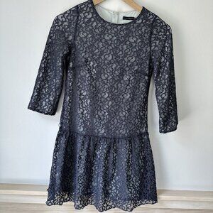 Little Couture Navy Blue Formal Lace Girls Dress Lined Size 12 Designed France